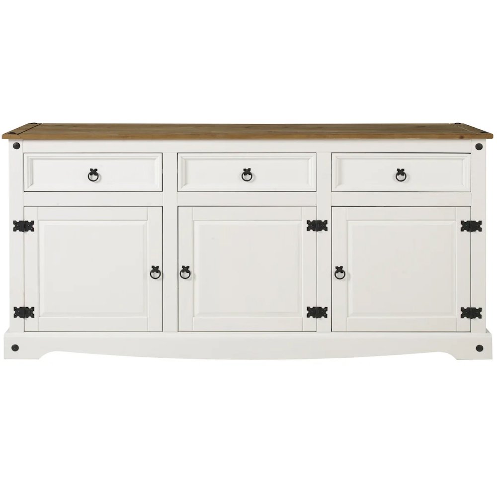 Wood Buffet Sideboard in Distressed White
