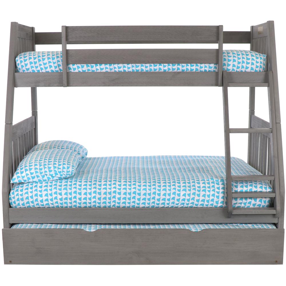 Solid Pine Twin/Full Bunk Bed with Twin Trundle