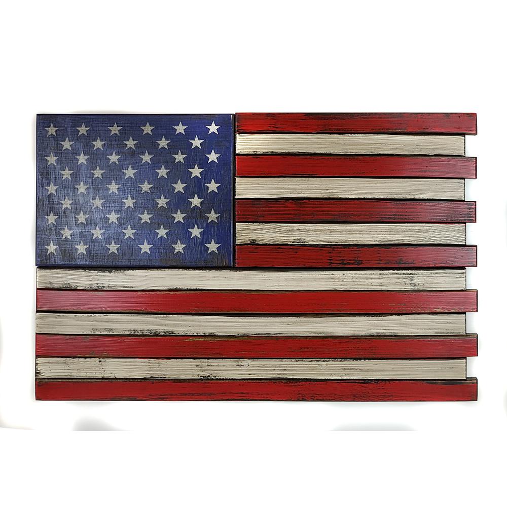 American Furniture Classics Model SMALL2COMP Small American Flag Wall Hanging Gun Concealment with Two Secret Compartments