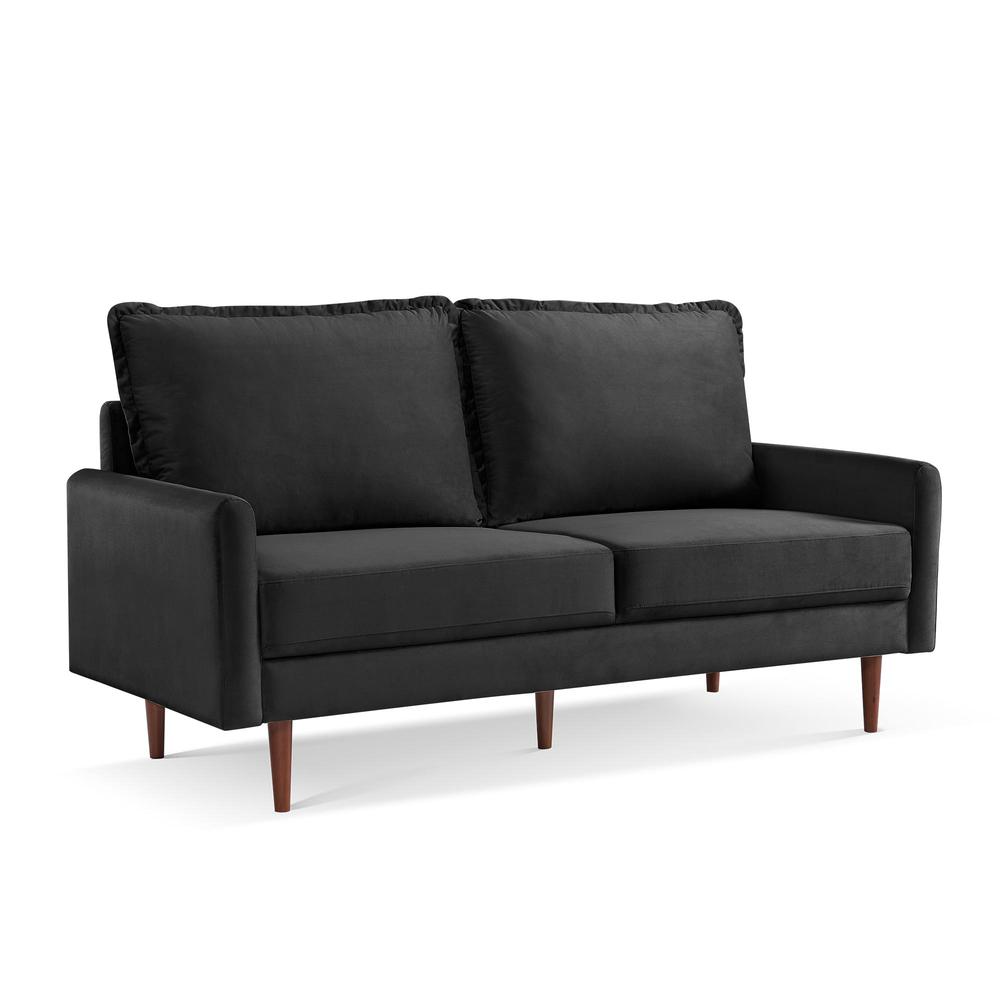 69 Inch Wide Upholstered Two Cushion Sofa with Cambered Arms