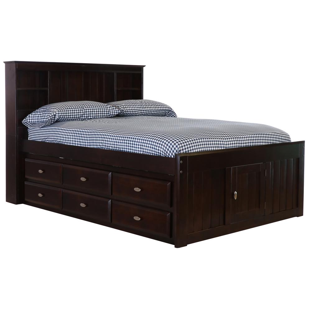 OS Home and Office Furniture Model 82921K6-22 Full Size Bookcase Bed with Six Drawers in Dark Espresso