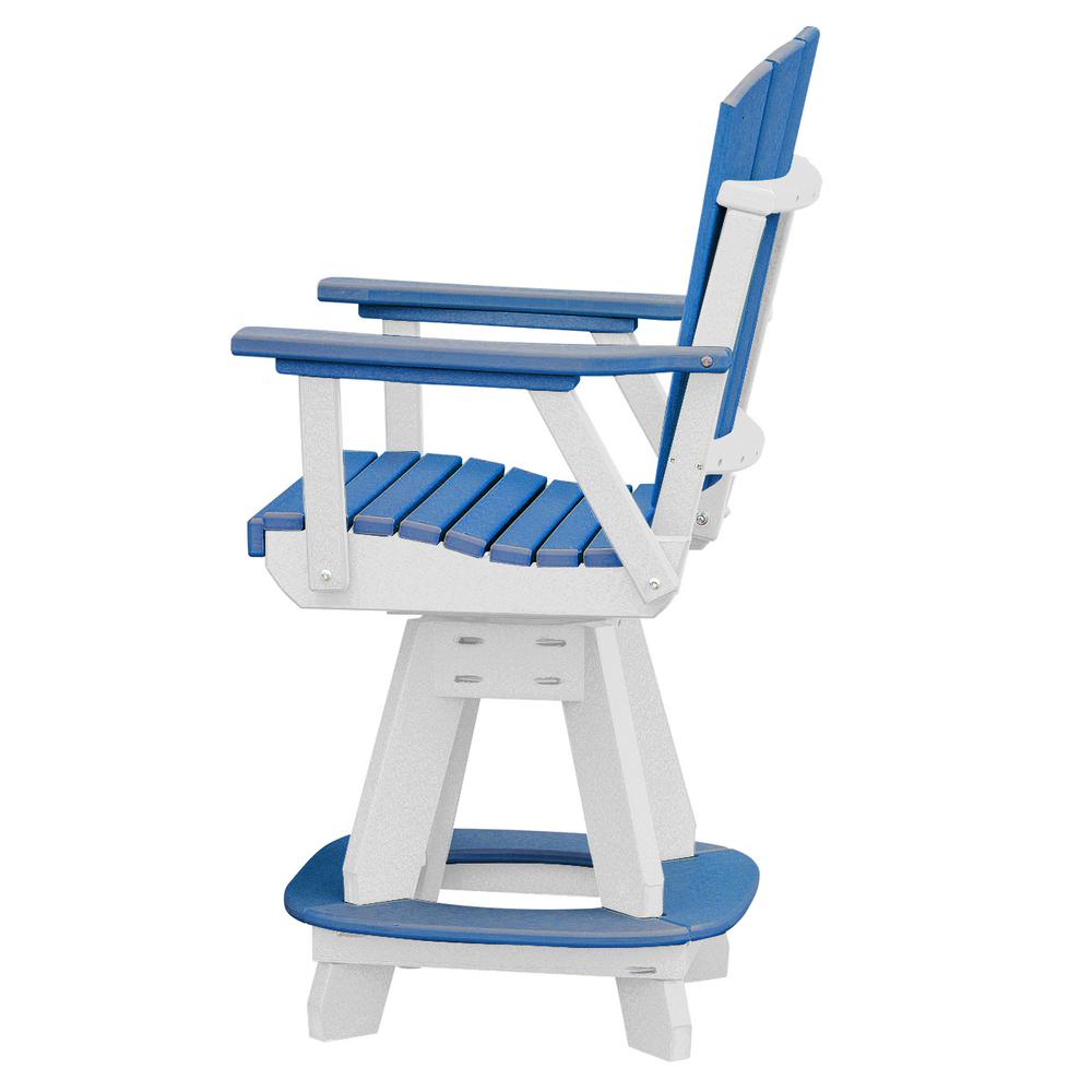 OS Home and Office Model 130-C-BW Counter Height Swivel Arm Chair in Blue on a White Base