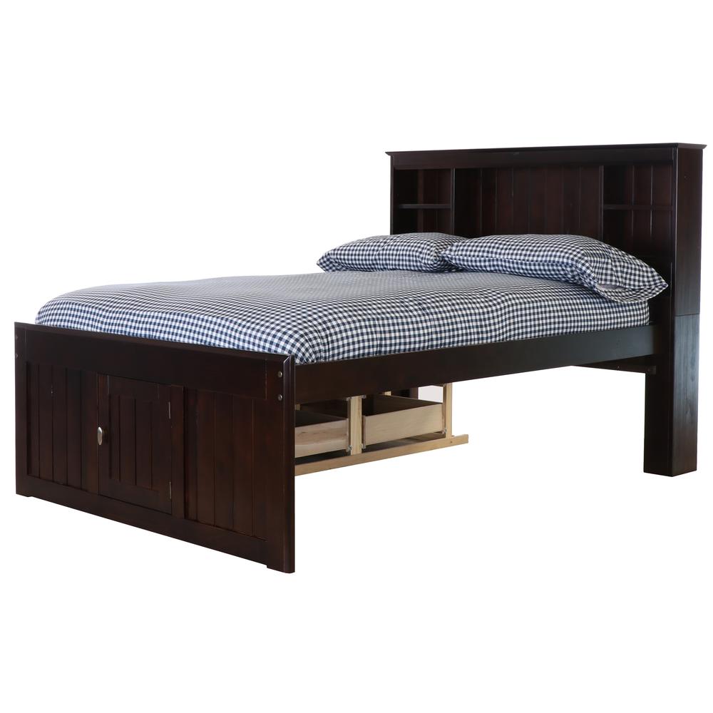 OS Home and Office Furniture Model 82921K6-22 Full Size Bookcase Bed with Six Drawers in Dark Espresso