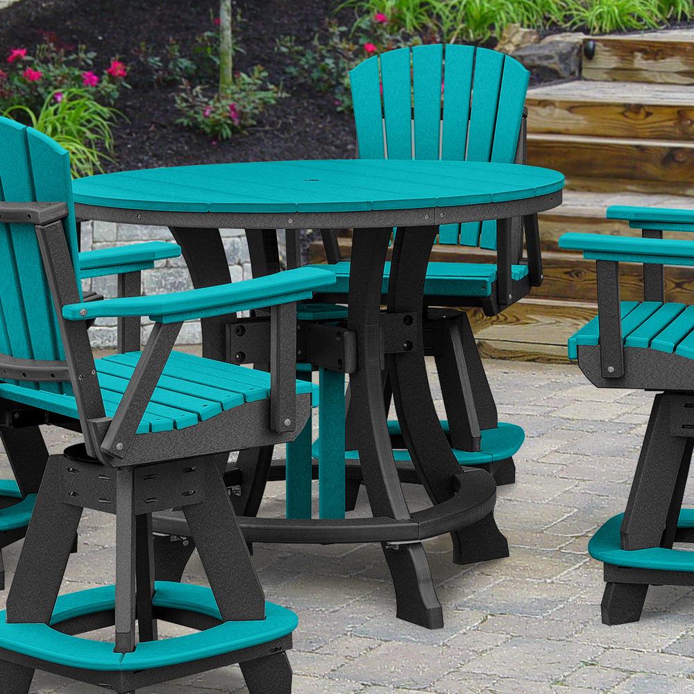 OS Home and Office Model 44R-C-ARB Counter Height Round Table in Aruba Blue with Black Base