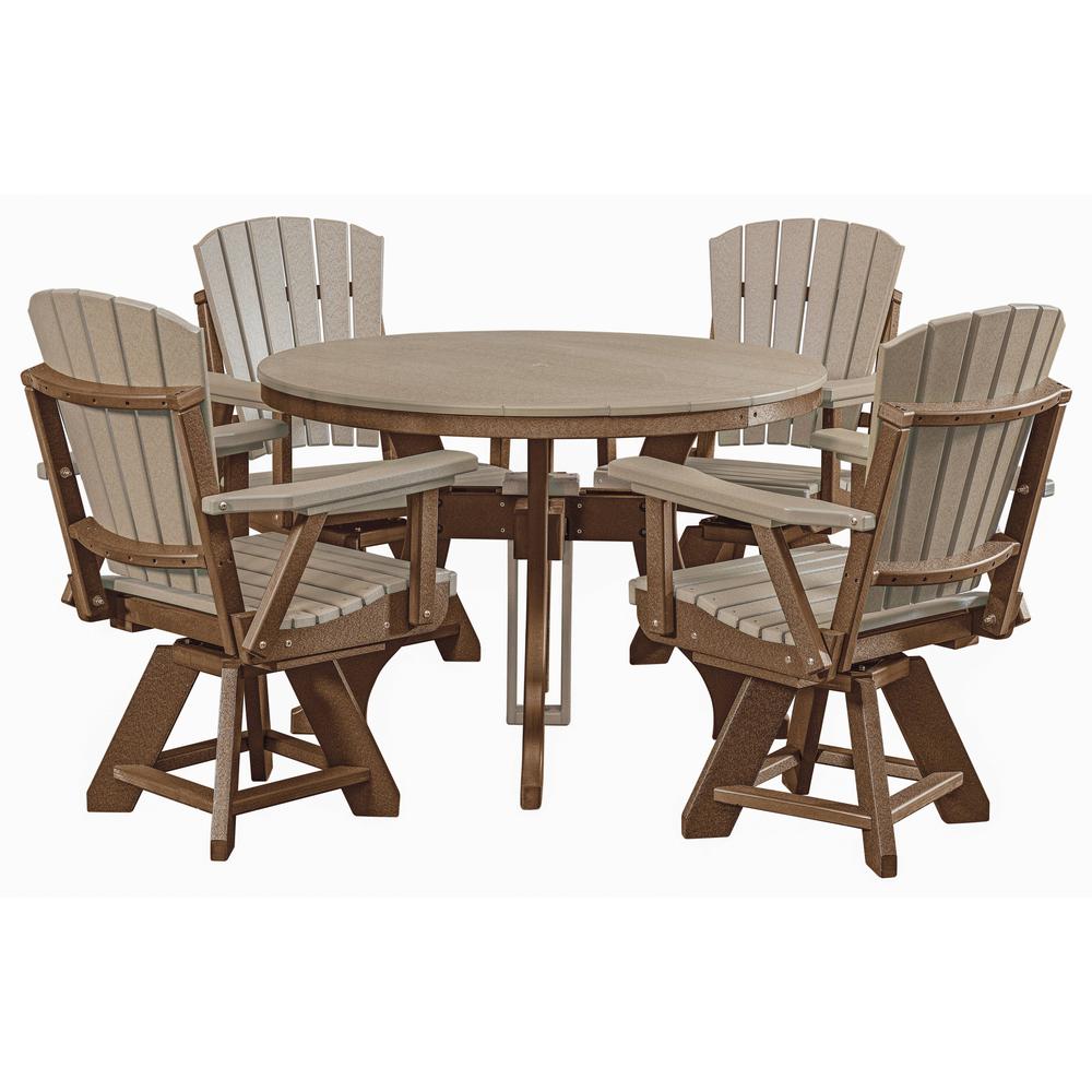 Five Piece Round Dining Height Dining Set in Weatherwood