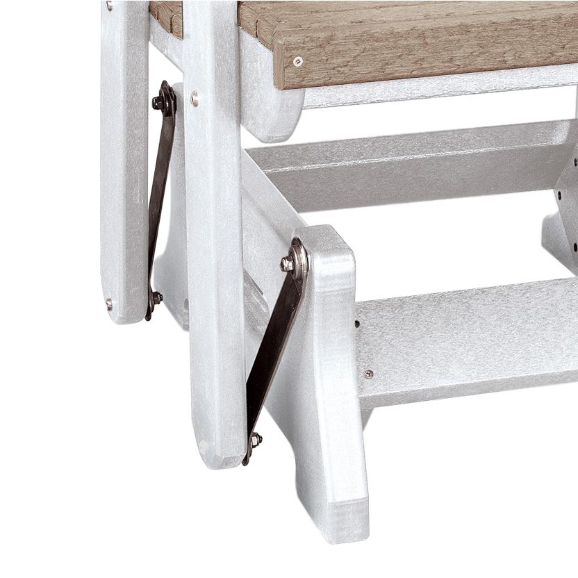 OS Home and Office Model 515WWWT Fan Back Glider in Weatherwood with a White Base