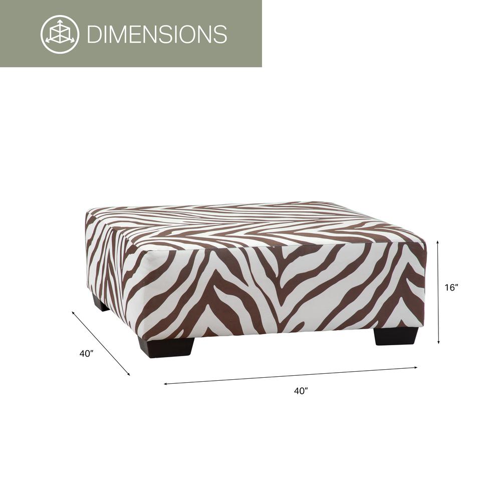 Square Arm Series Brown and White Zebra Upholstered Ottoman