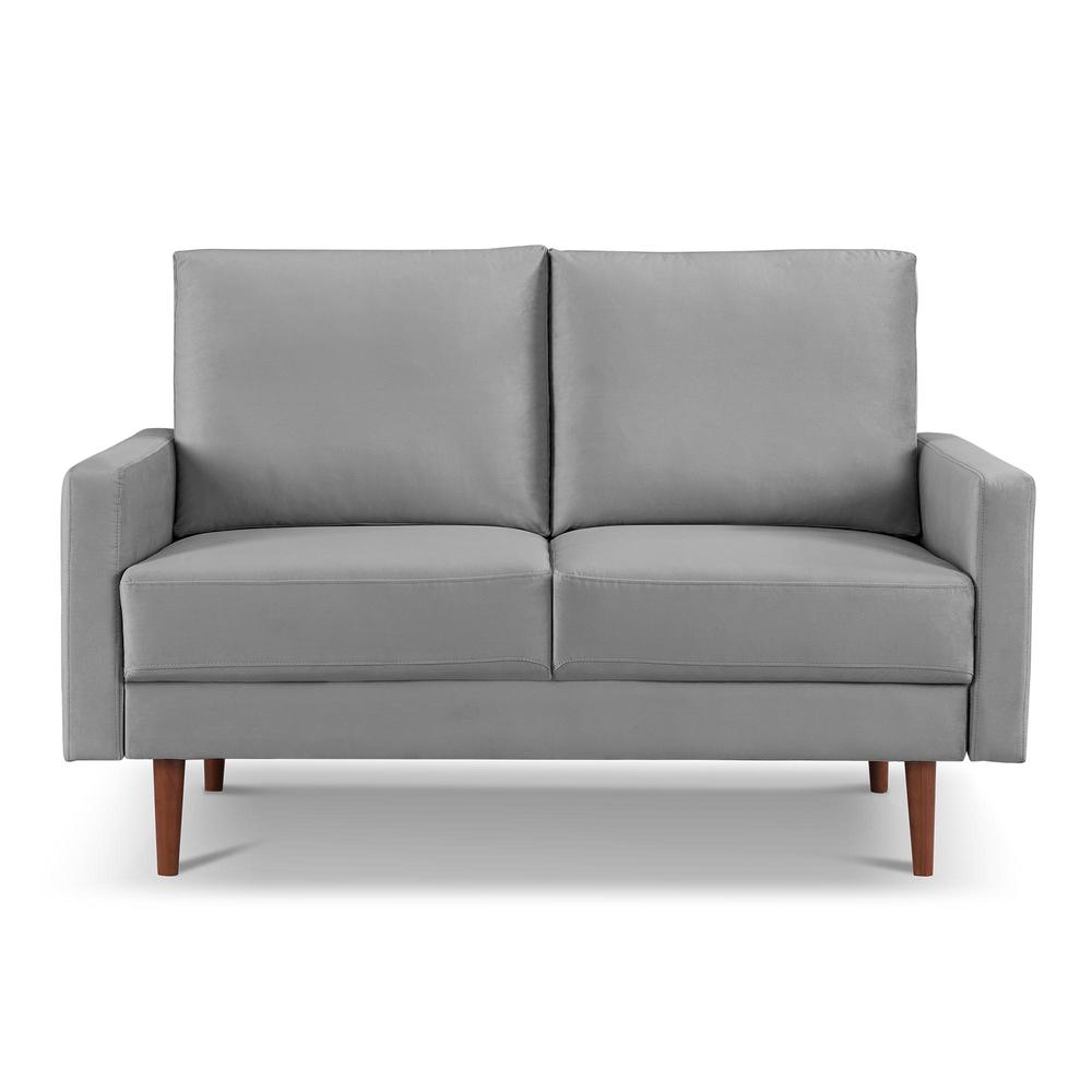 57 Inch Wide Upholstered Two Cushion Loveseat with Square Arms