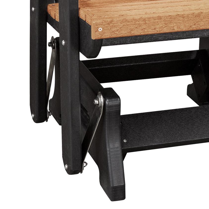 OS Home and Office Model 515CBK Fan Back Glider in Cedar with a Black Base