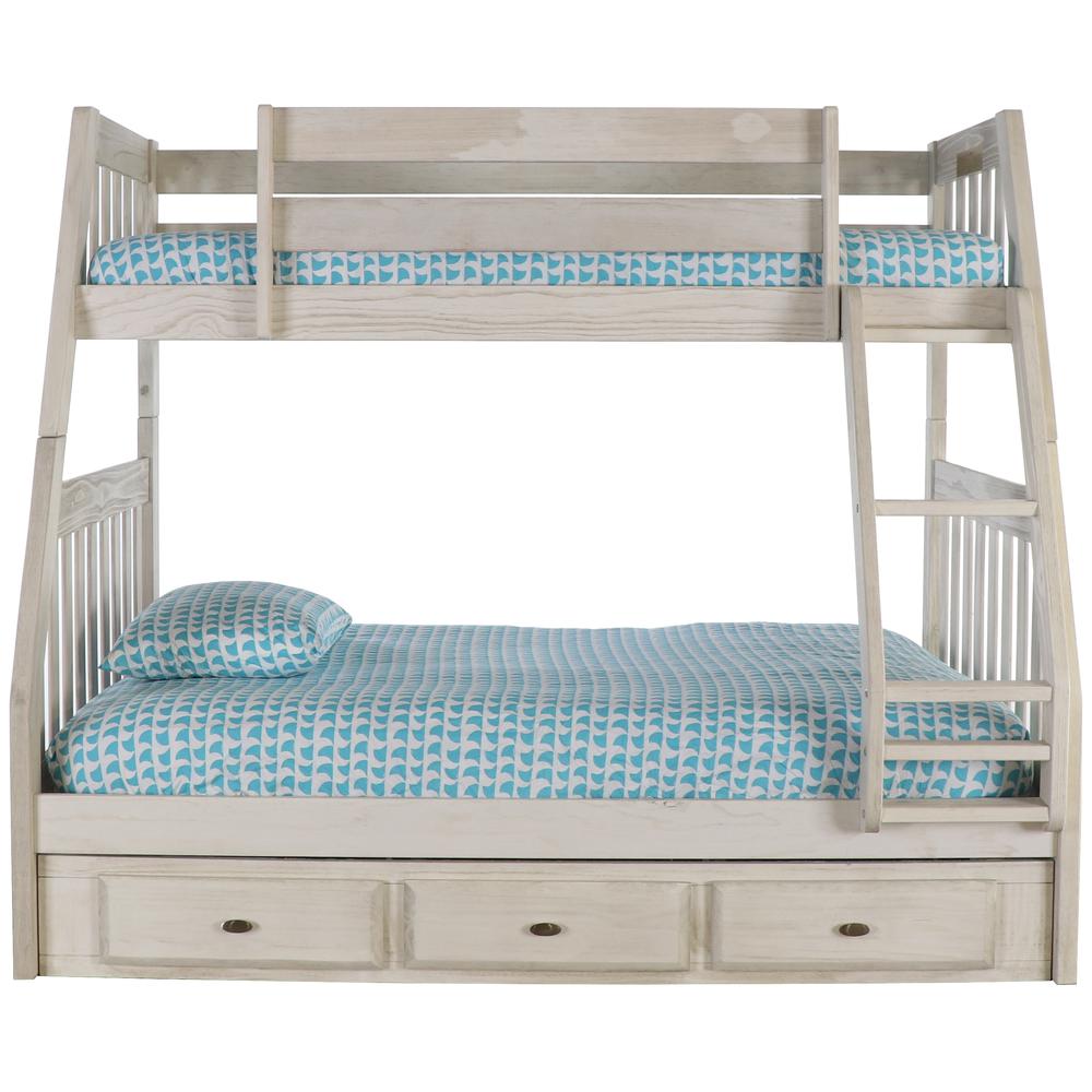 Solid Pine Twin/Full Bunk Bed with Three Drawers