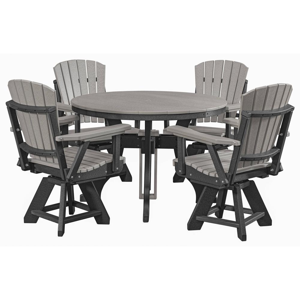 Five Piece Round Dining Height Dining Set in Light Grey with a Black Base