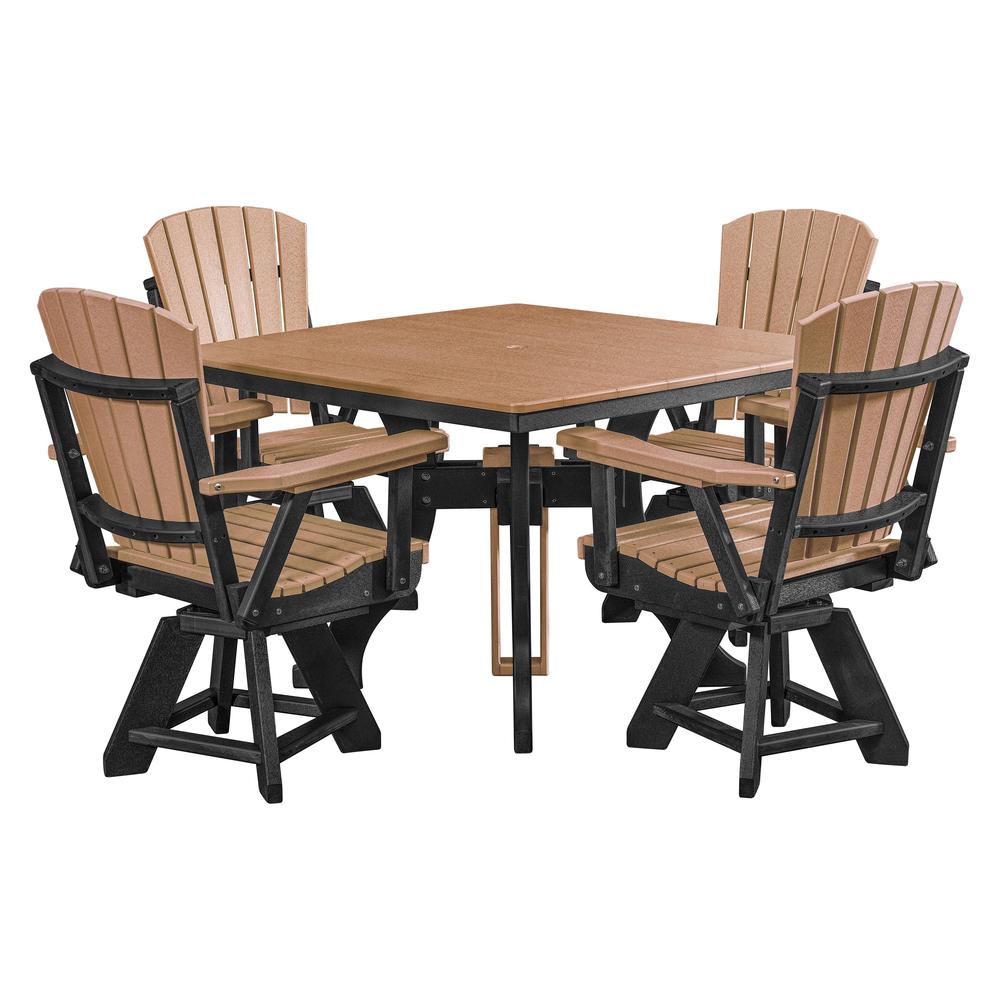 Five Piece Square Dining Height Dining Set in Cedar with a Black Base