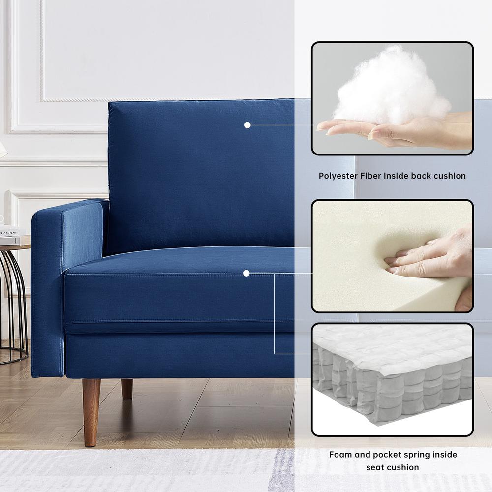 57 Inch Wide Upholstered Two Cushion Loveseat with Square Arms