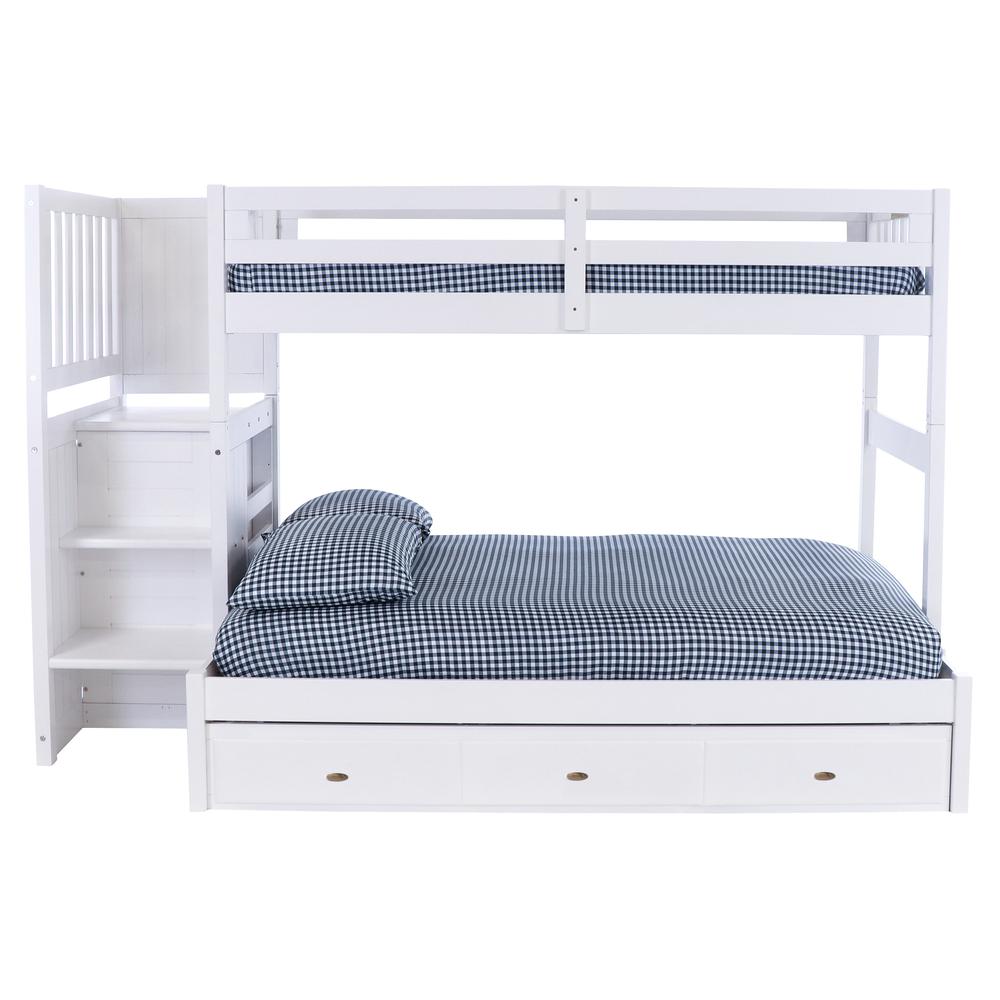 Mission Staircase Twin over Full Bunk Bed with Seven Drawers