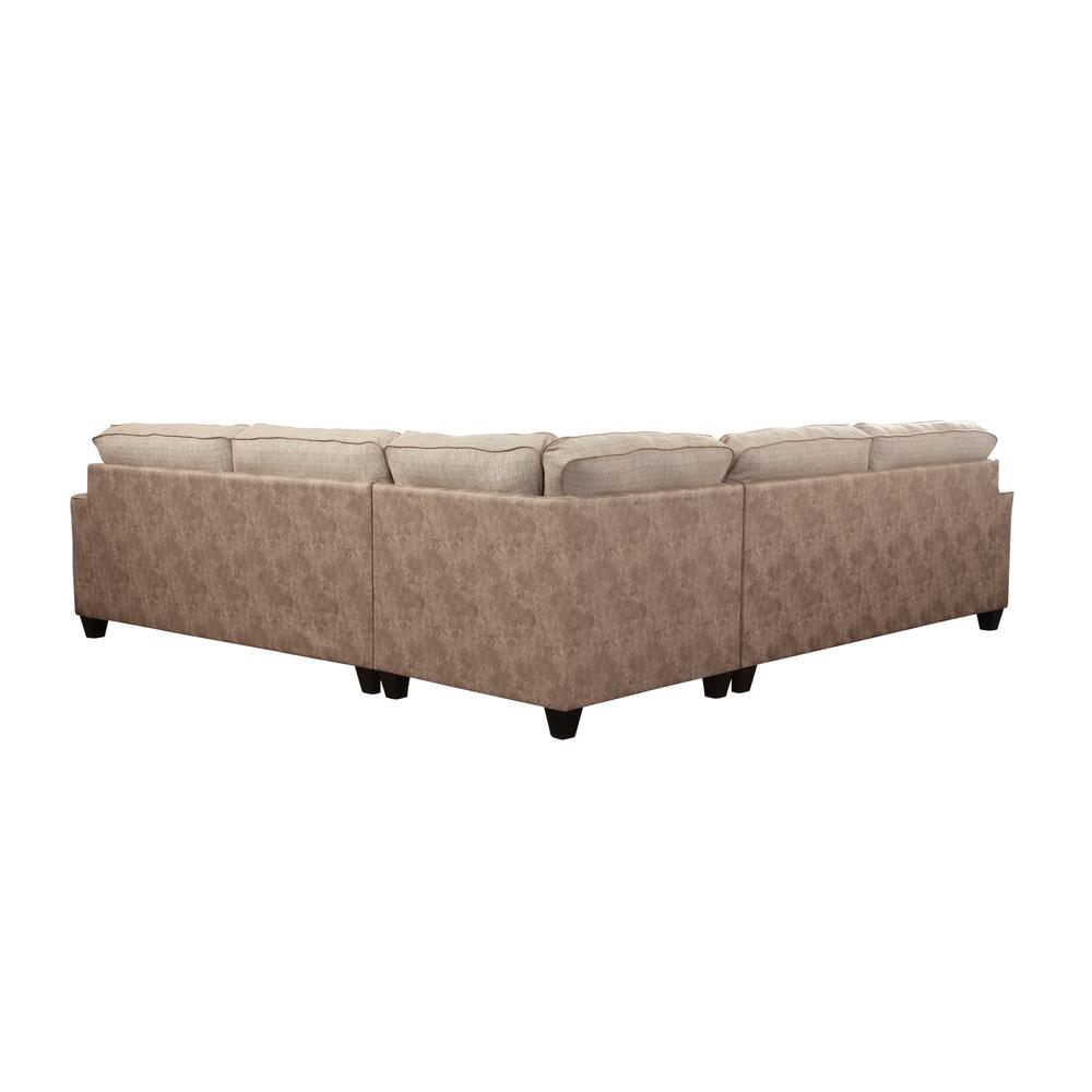 Transitional Track Arm Beige and Brown Three Piece L-Shaped Sectional Sofa
