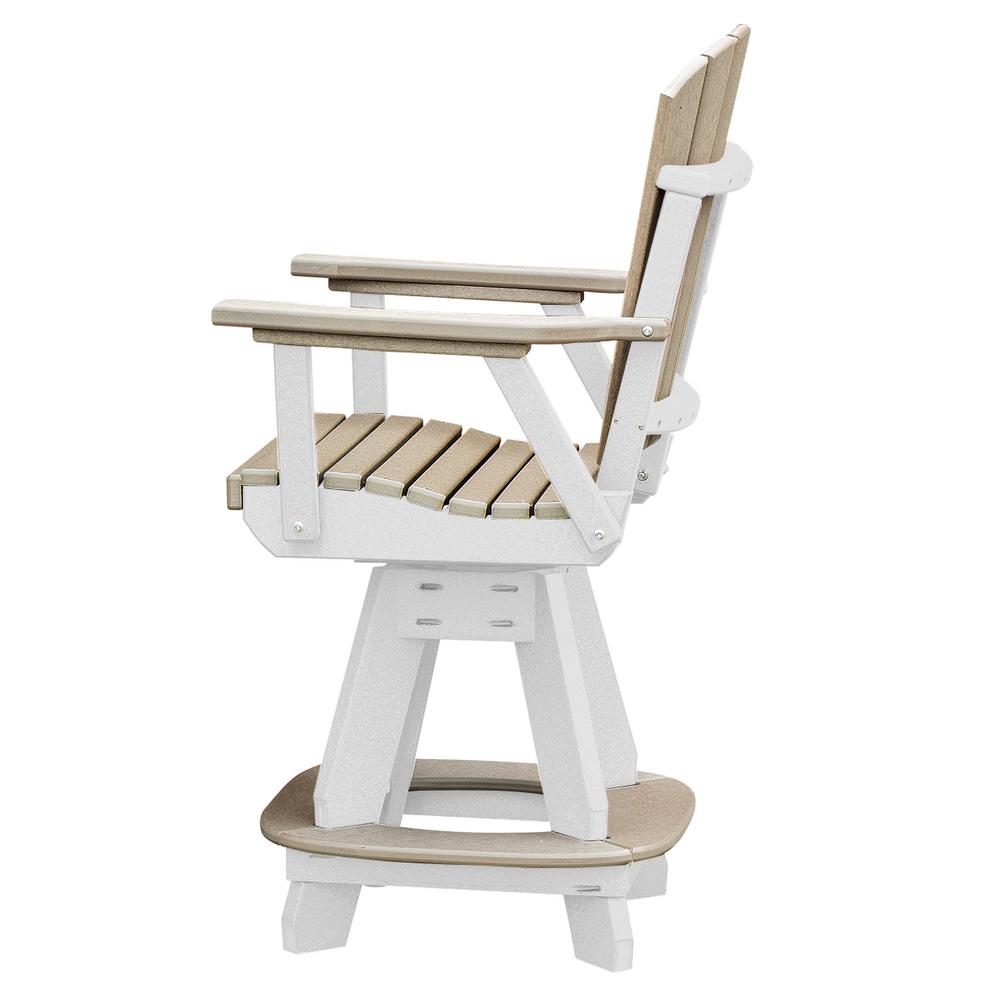 OS Home and Office Model 130-C-WWWT Counter Height Swivel Arm Chair in Weatherwood on a White Base