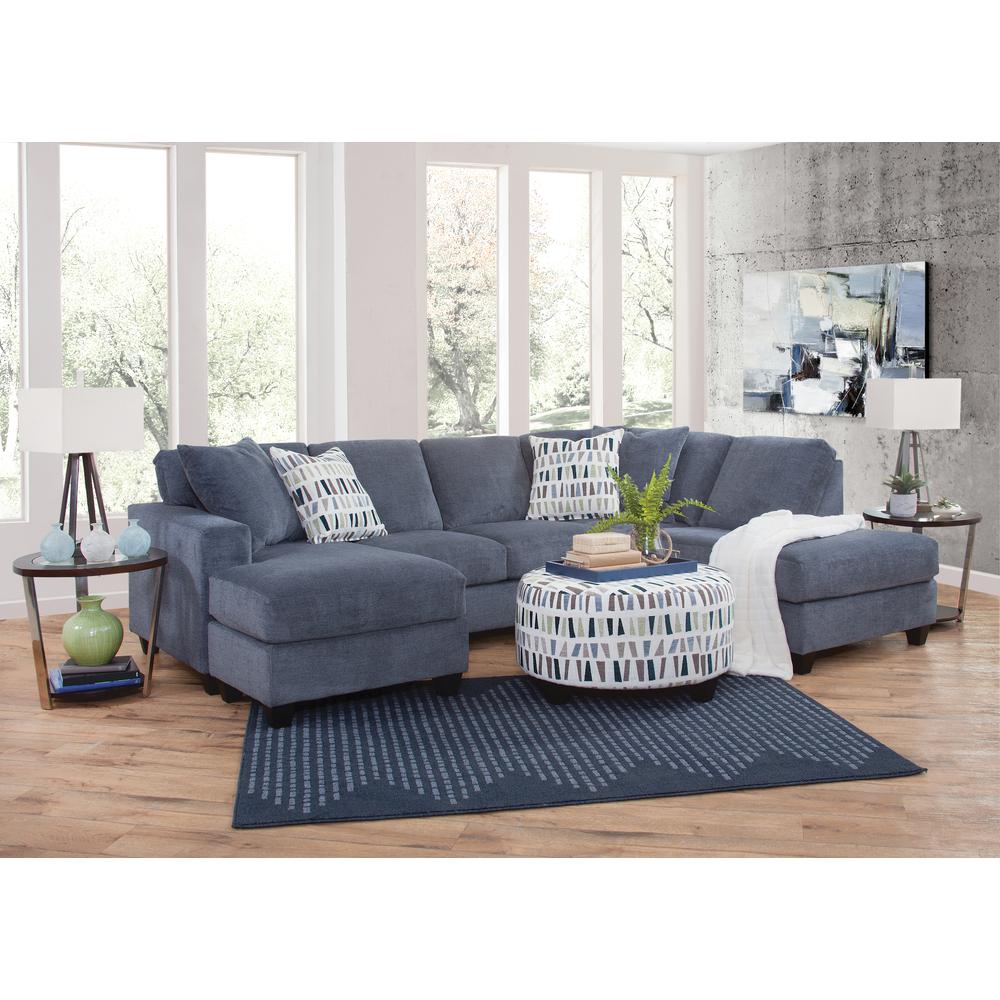 Transitional Multi Colored Round Upholstered Ottoman