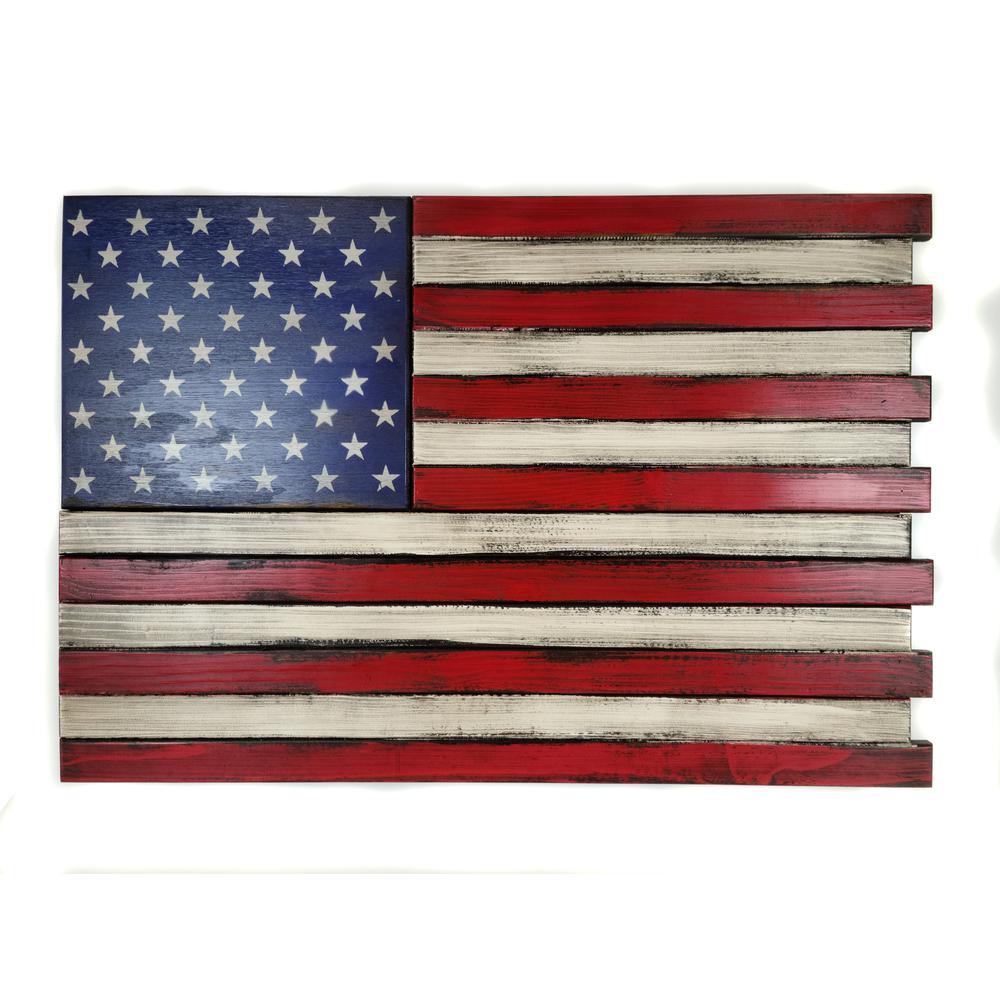 American Furniture Classics Model LRG2COMP Large American Flag Wall Hanging Gun Concealment with Two Secret Compartments