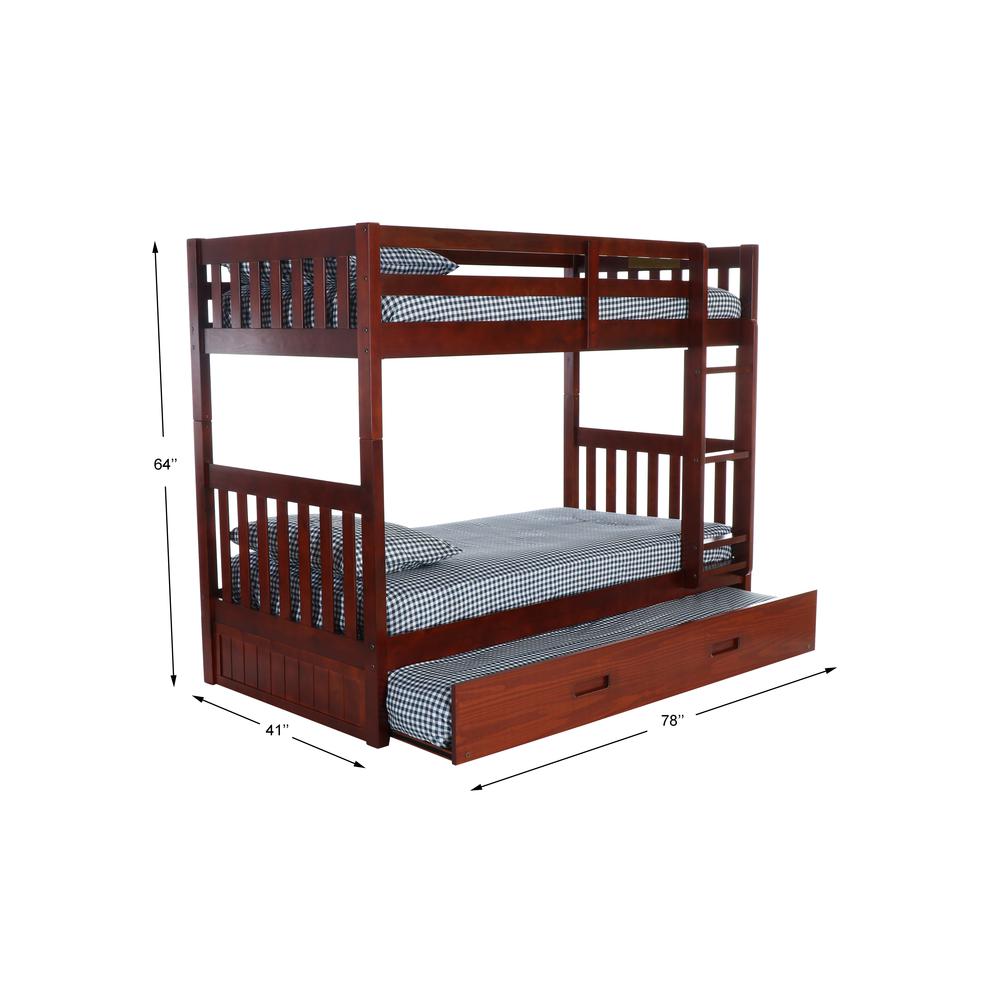 Mission Twin over Twin Bunk Bed with Roll Out Twin Trundle Bed