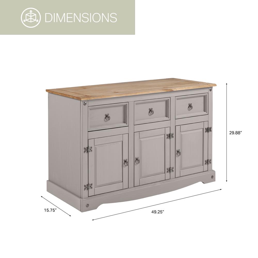 Model COG388 Cottage Series Wood Buffet Sideboard in Corona Gray