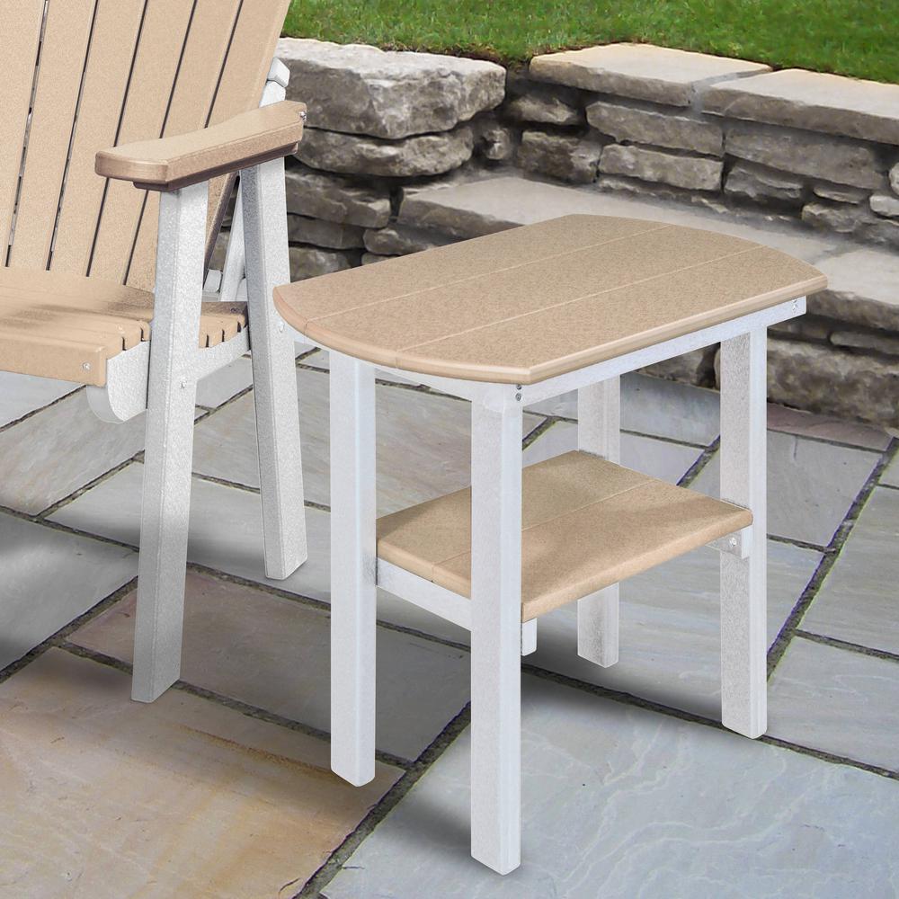 OS Home and Office Model 525WWWT Oval End Table in Weatherwood with a White Base