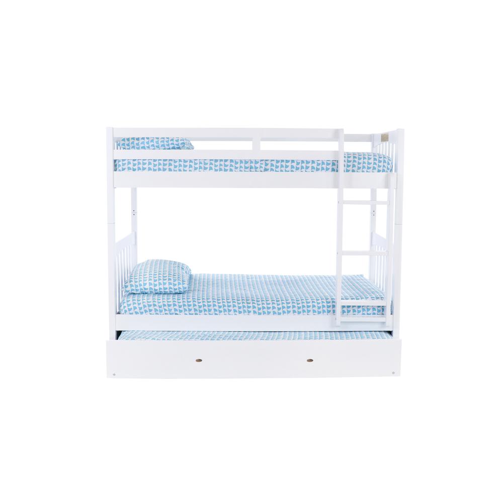 Solid Pine Twin over Twin Bunk Bed with Roll out Twin Trundle Bed