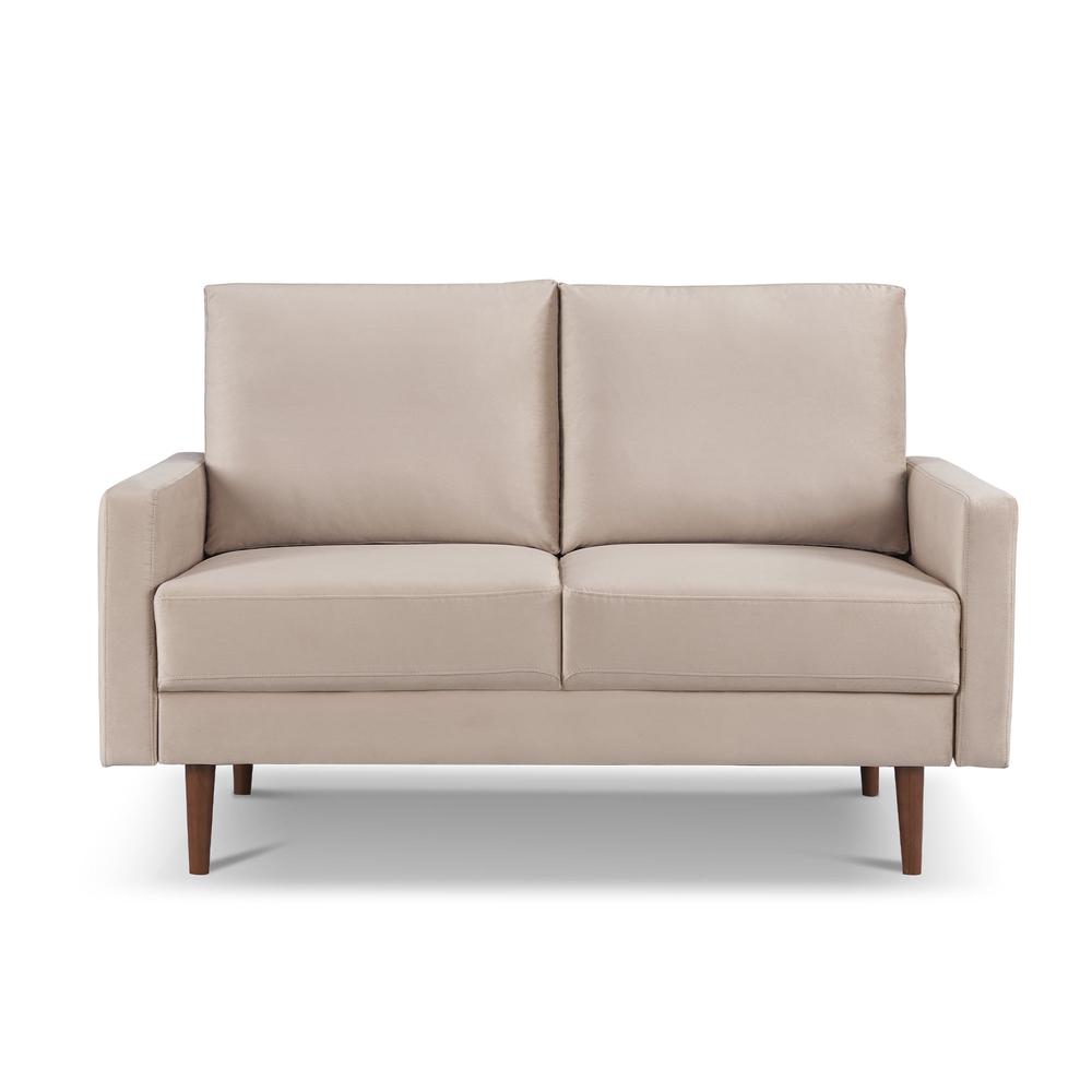 57 Inch Wide Upholstered Two Cushion Loveseat with Square Arms