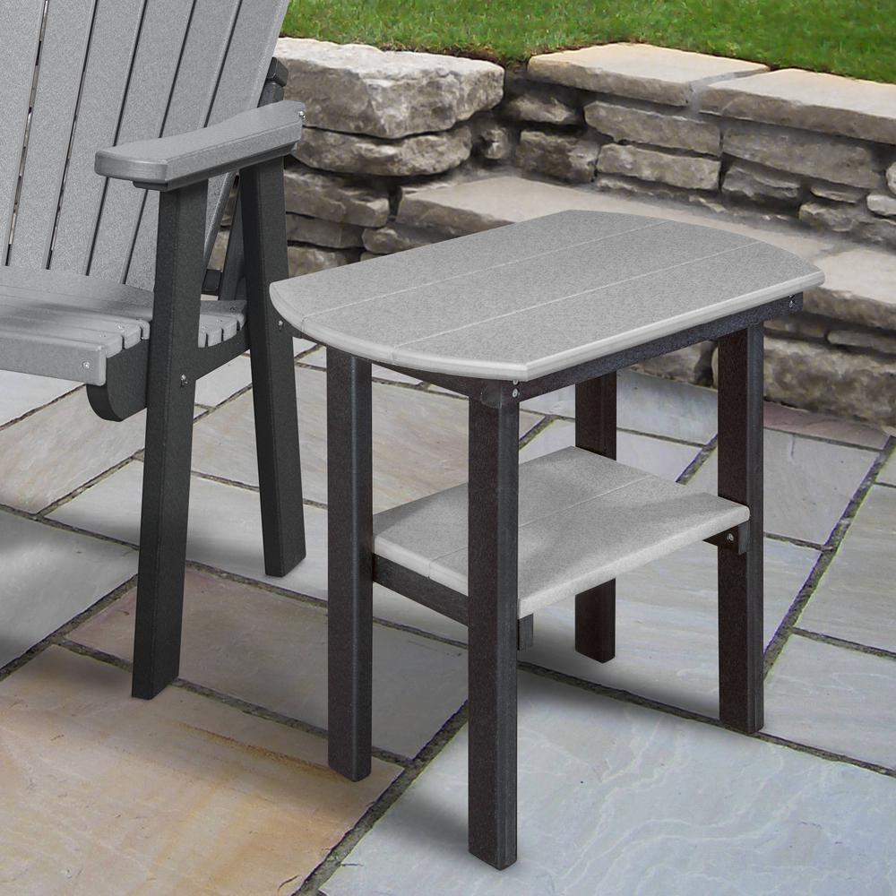 OS Home and Office Model 525LGB Oval End Table in Light Grey with a Black Base