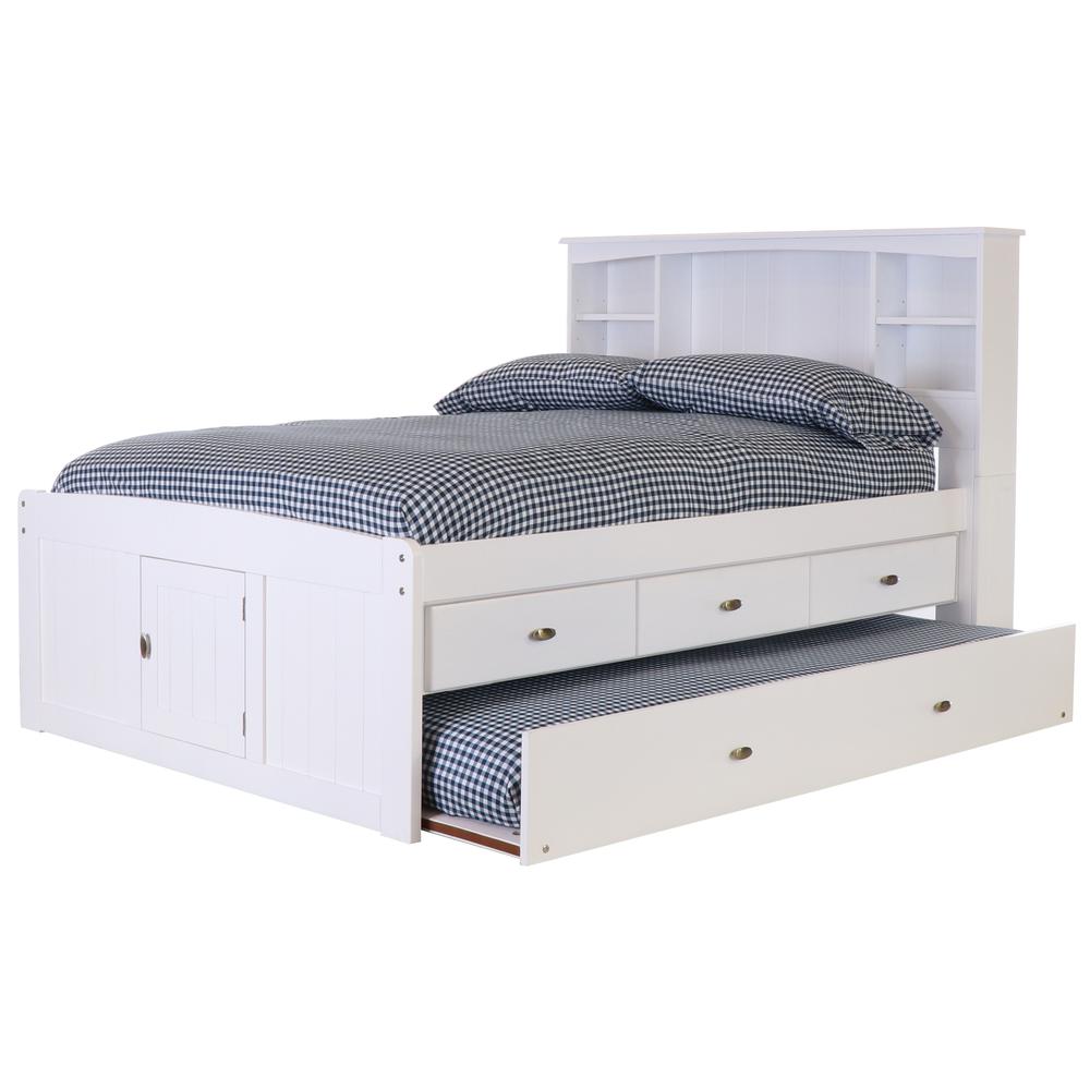 Full Sized Captains Bookcase Bed with 3 spacious under bed drawers