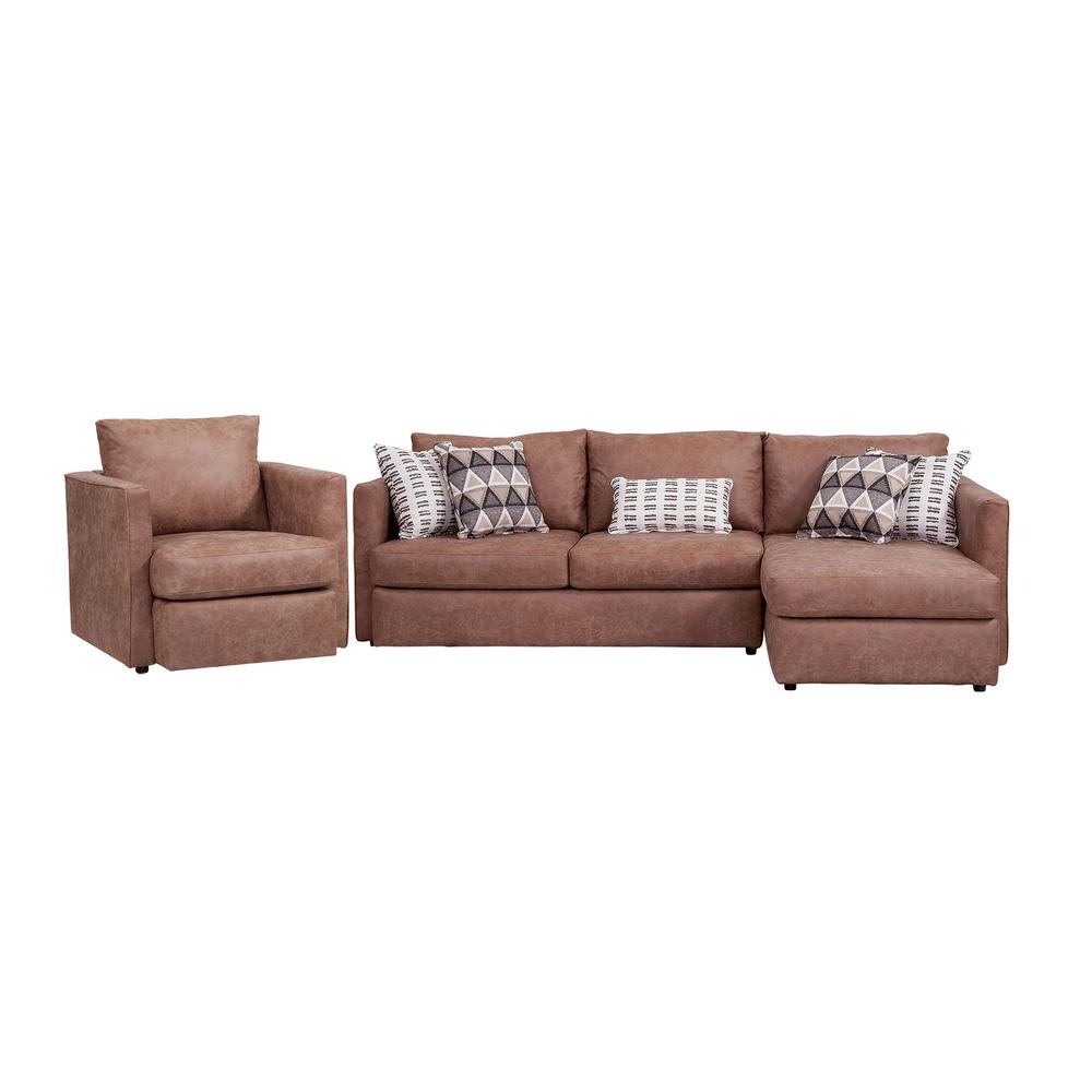 American Furniture Classics Urban Loft Model 8-S298V7-K Sectional Sofa with Five Pillows