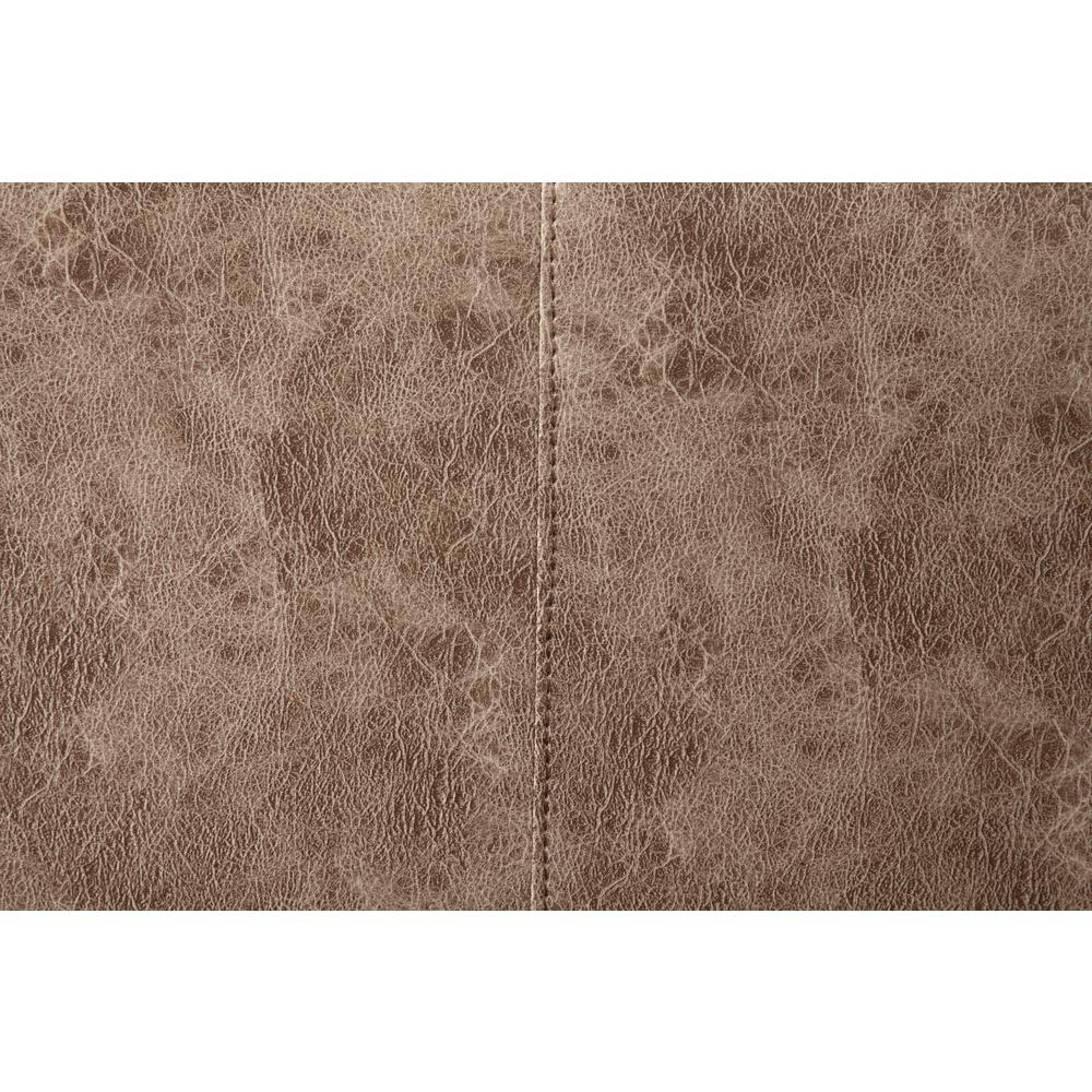 Transitional Brown Square Upholstered Ottoman