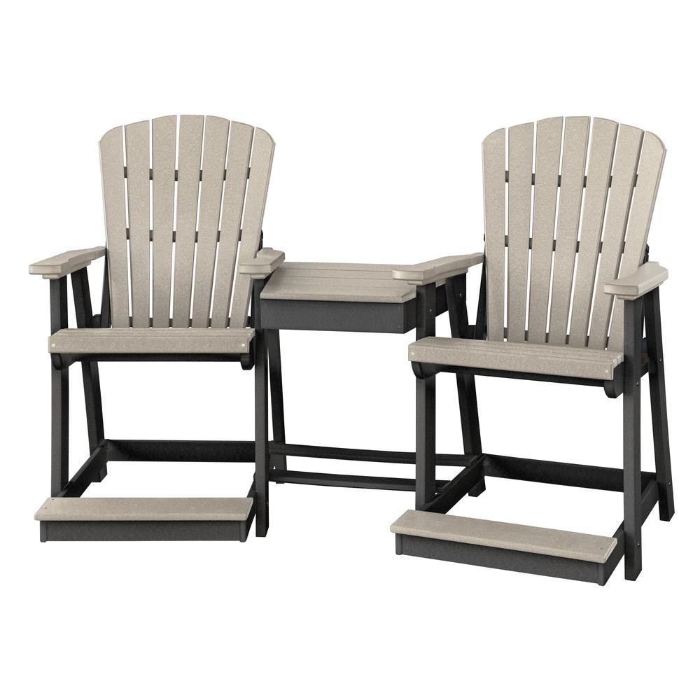 OS Home and Office Counter Height Settee Table Combo in Weatherwood with a Black Base