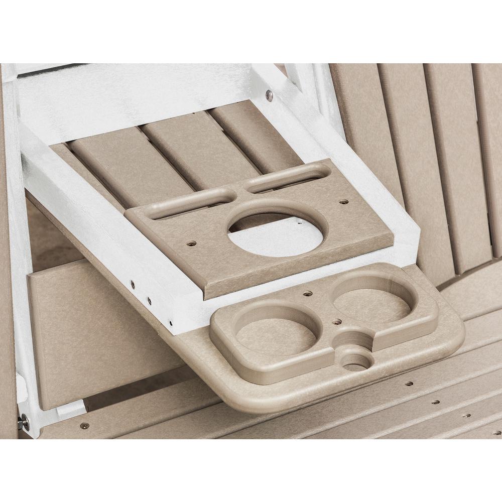 Two Seat Fan Back Glider with Drop Down Table/Cup Holder in Weatherwood