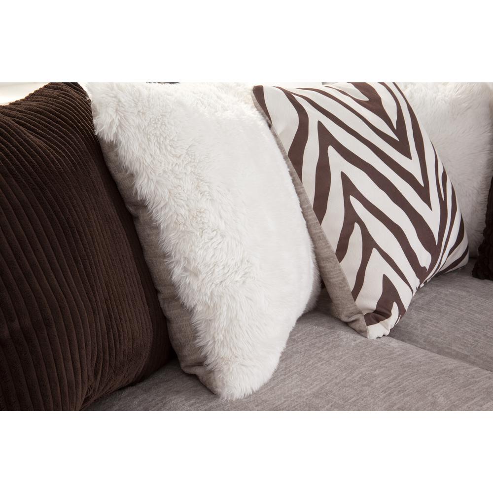 Square Arm Brown and White Two Piece Sectional Sofa