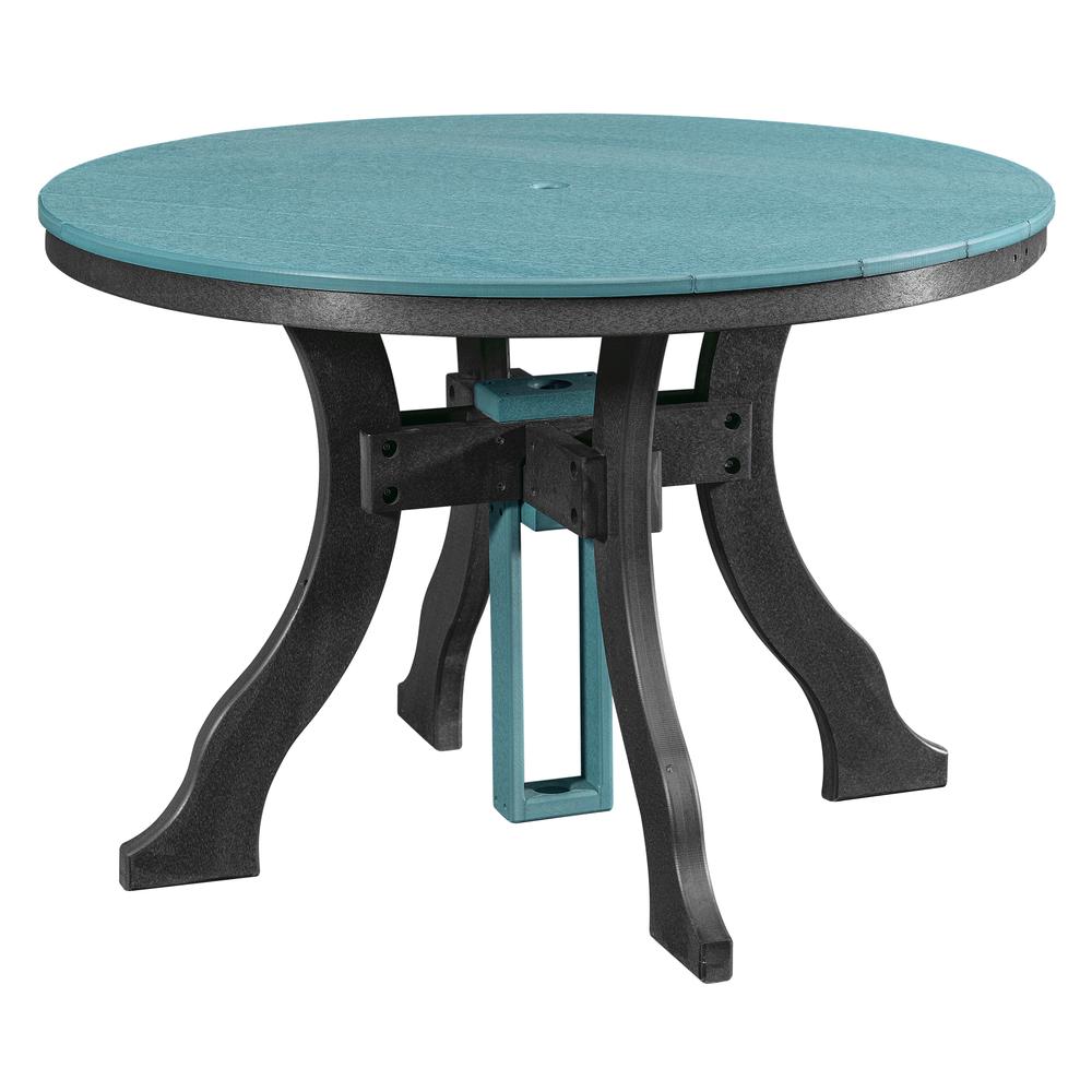 Dining Height Round Table in Aruba Blue with a Black Base