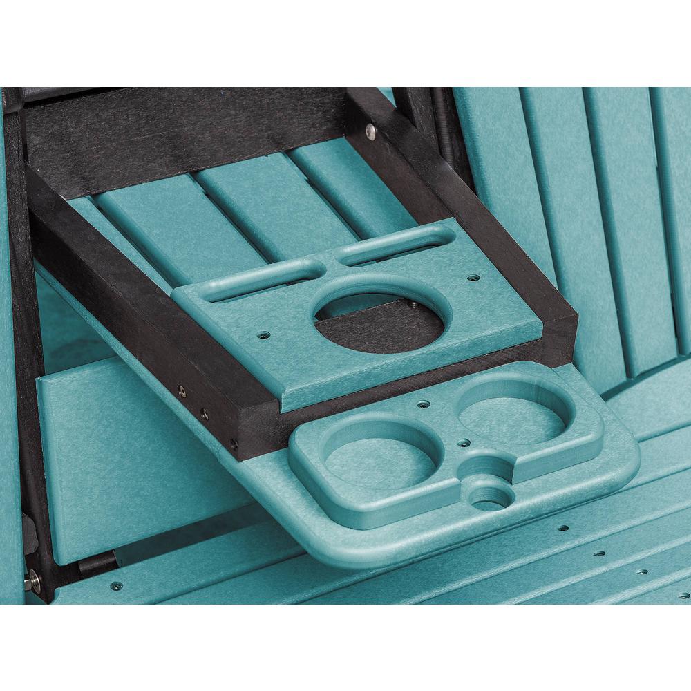 Two Seat Fan Back Glider with Drop Down Table/Cup Holder in Aruba Blue