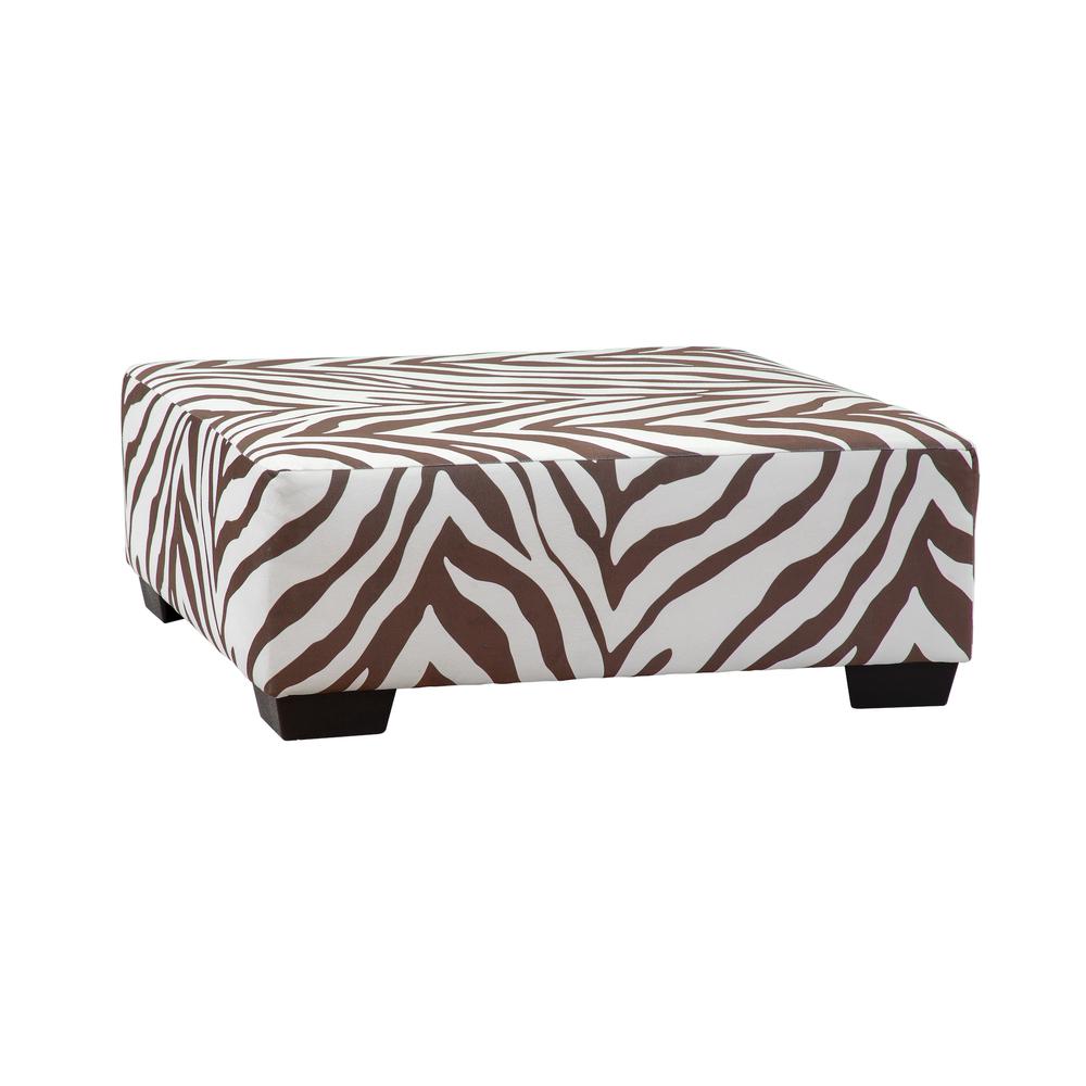 Square Arm Series Brown and White Zebra Upholstered Ottoman