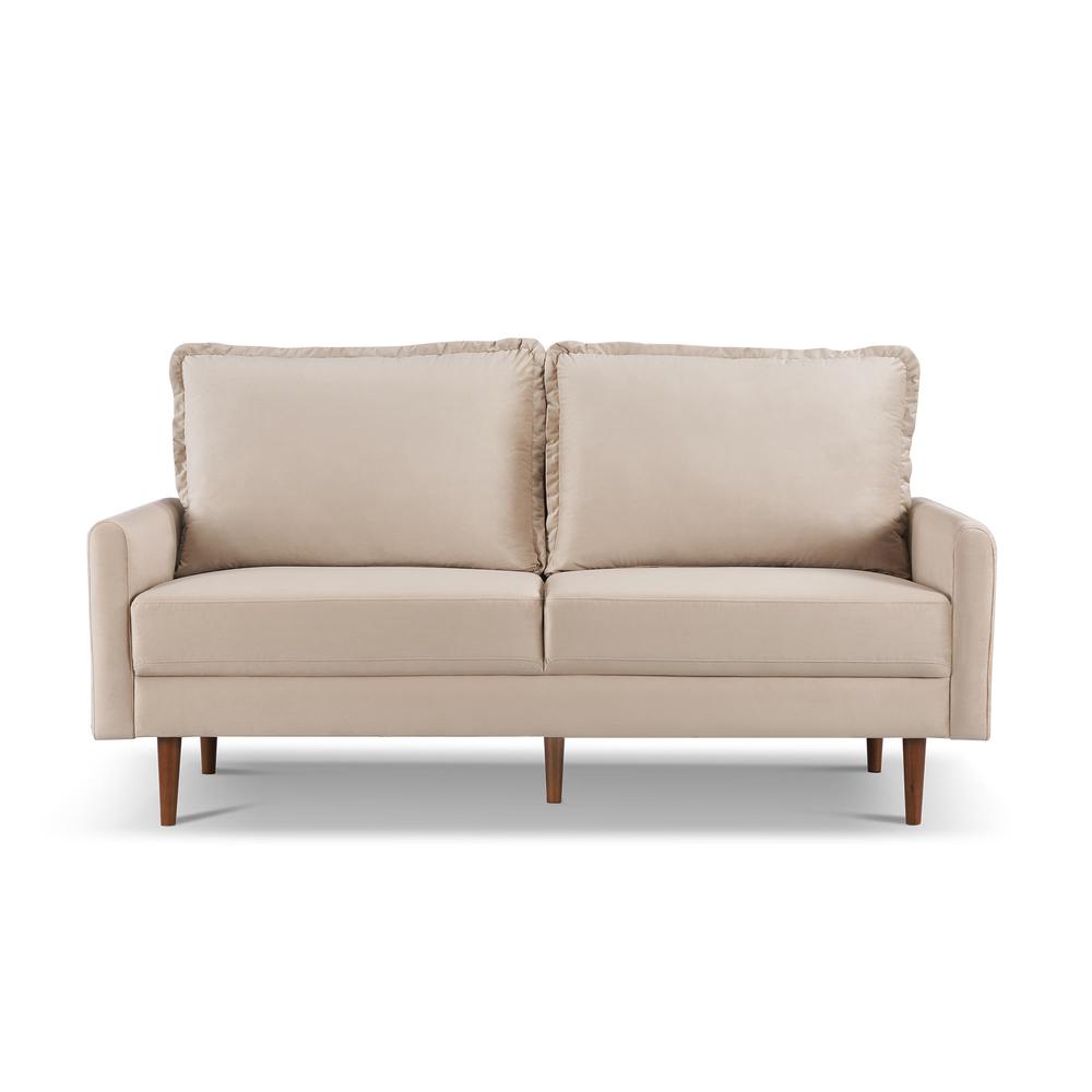69 Inch Wide Upholstered Two Cushion Sofa with Cambered Arms