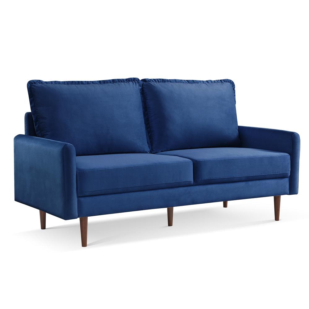 69 Inch Wide Upholstered Two Cushion Sofa with Cambered Arms