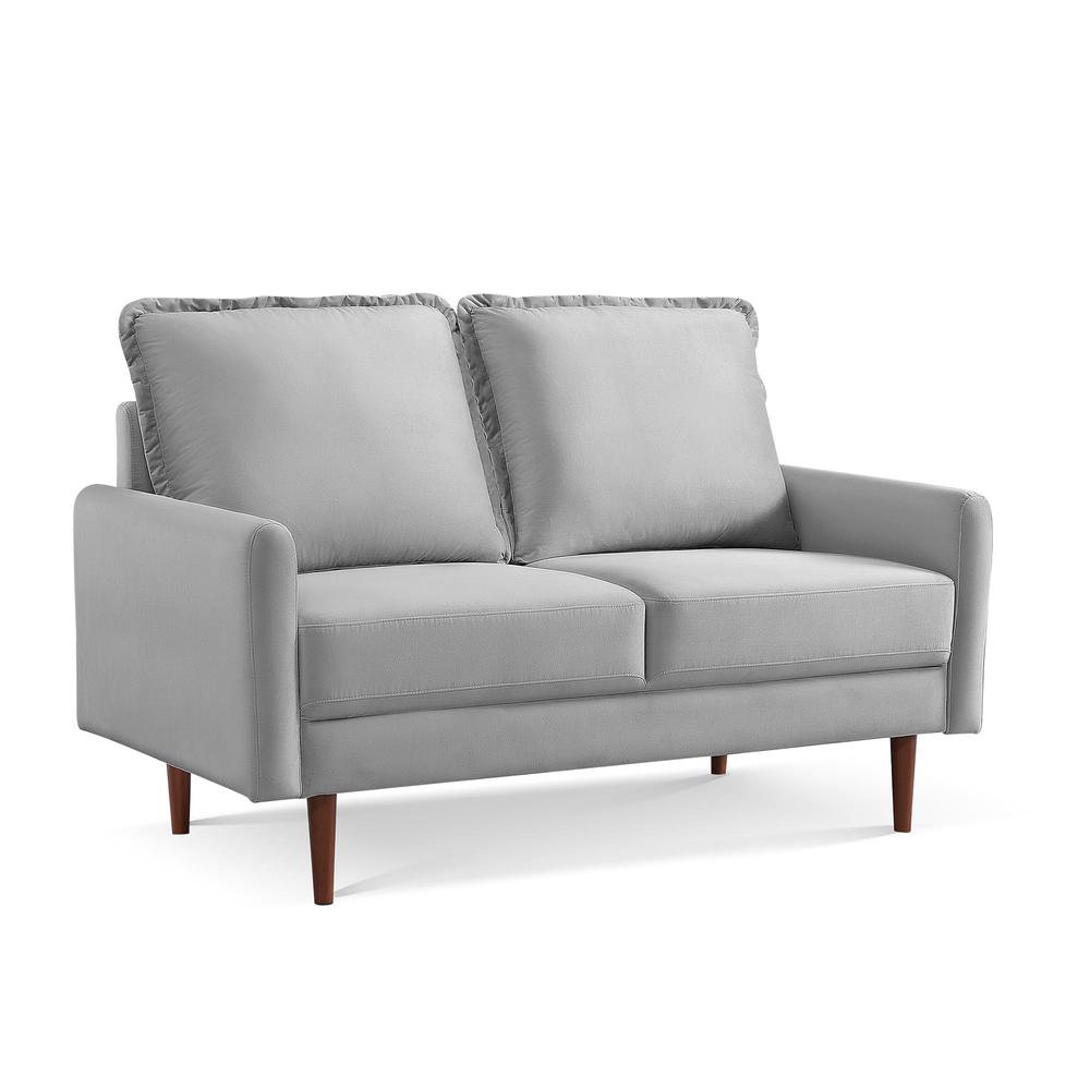 57 Inch Wide Upholstered Two Cushion Loveseat with Cambered Arms