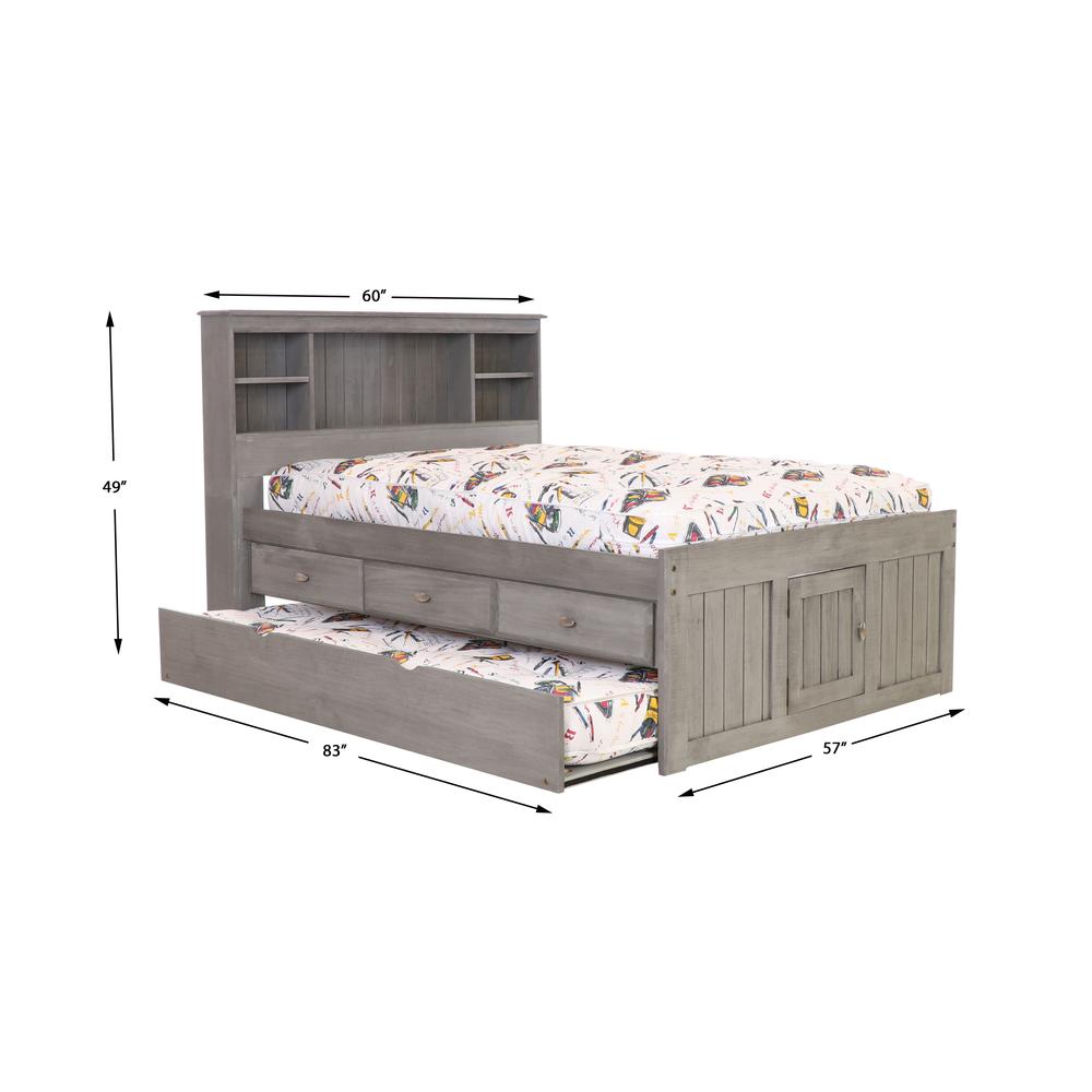 Full Captains Bookcase Bed with 3 drawers and a Twin Sized Trundle