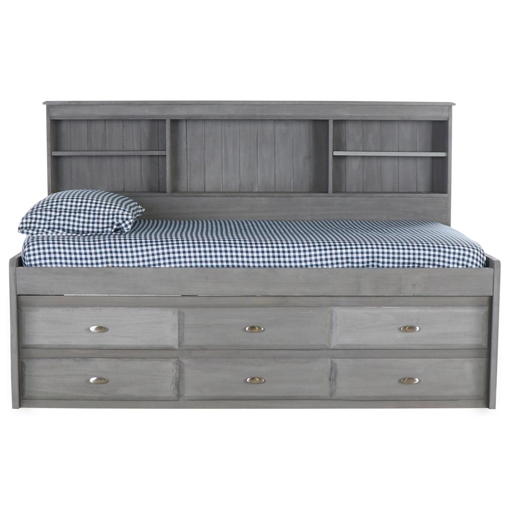 Solid Pine Twin Daybed with Six Sturdy Drawers in Charcoal Gray
