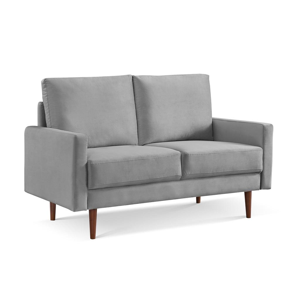 57 Inch Wide Upholstered Two Cushion Loveseat with Square Arms