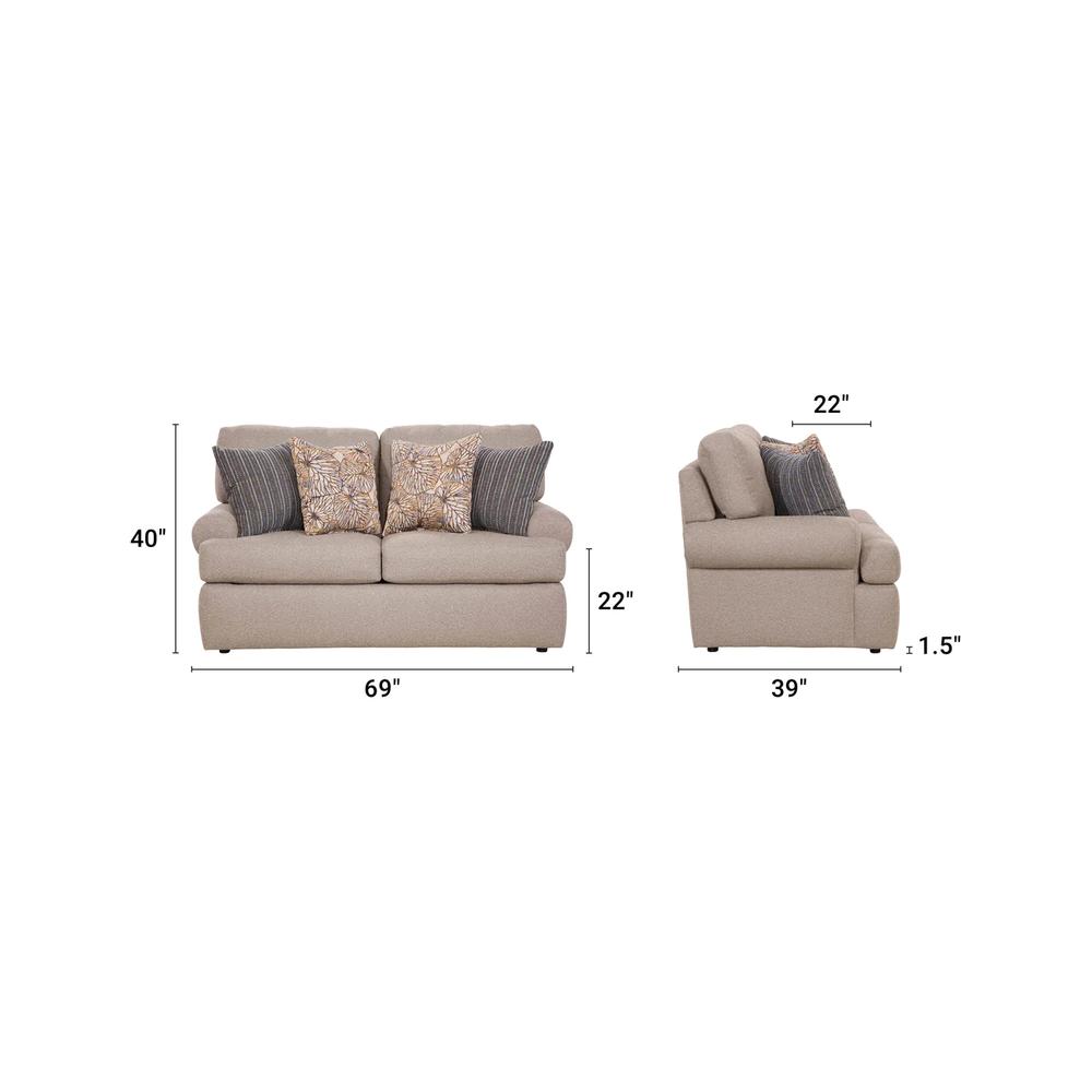 American Furniture Classics Two Cushion Loveseat and 4 Accent Pillows