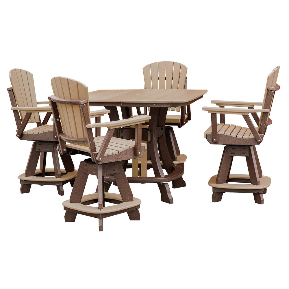 OS Home and Office Model CS130CTB-K Five Piece Square Counter Height Dining Set in Cedar on a  Tudor Brown Base