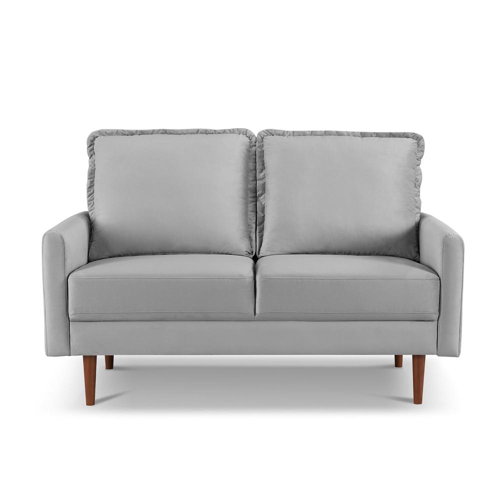 57 Inch Wide Upholstered Two Cushion Loveseat with Cambered Arms