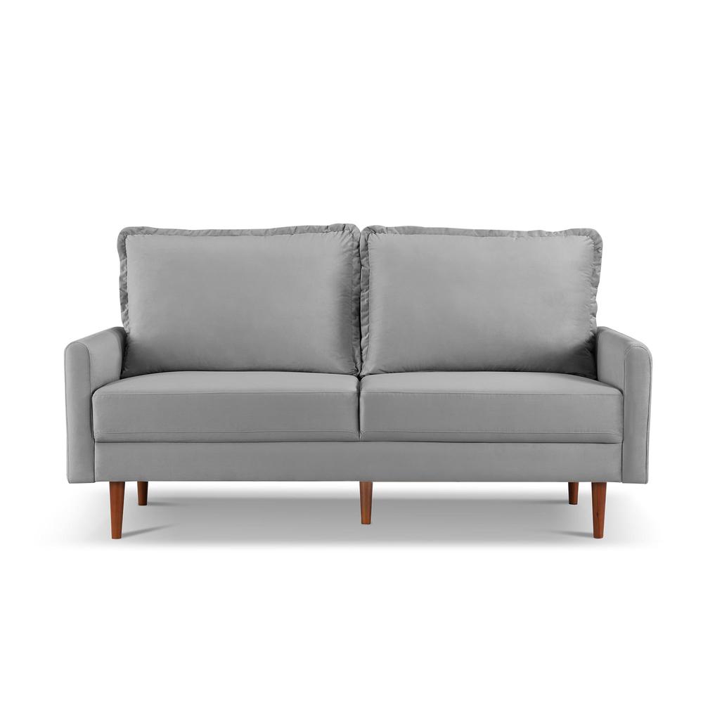 69 Inch Wide Upholstered Two Cushion Sofa with Cambered Arms