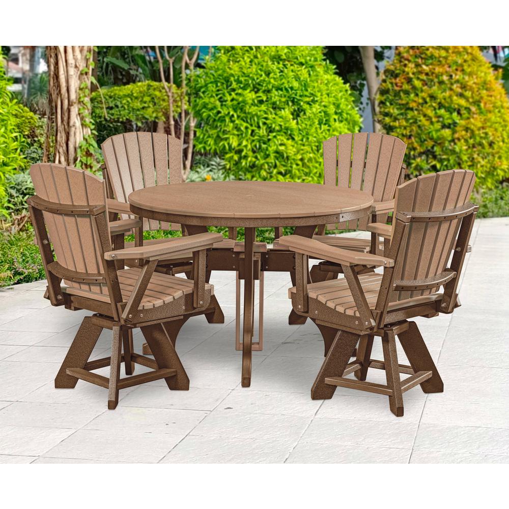 Five Piece Round Dining Height Dining Set in Cedar with a Tudor Brown Base