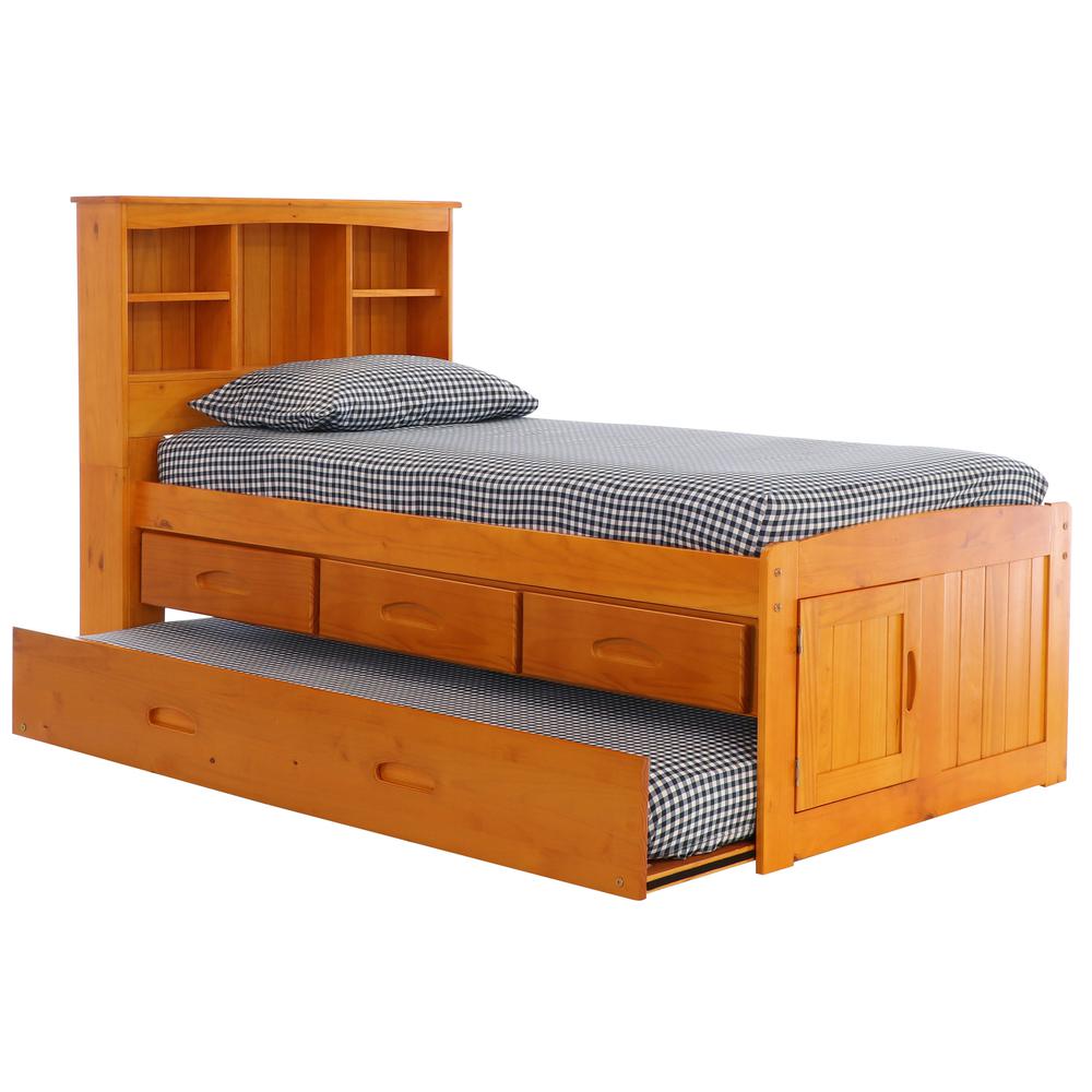 Twin Captains Bookcase Bed with 3 drawers and a Twin Sized Trundle