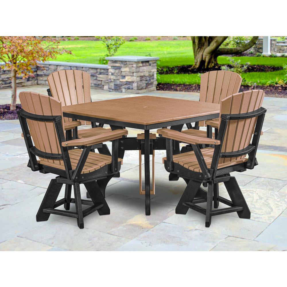 Five Piece Square Dining Height Dining Set in Cedar with a Black Base